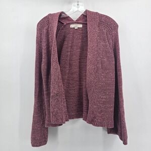 LOFT Open Front Cardigan Womens Small Dusty Rose Ramie Blend Lightweight Knit